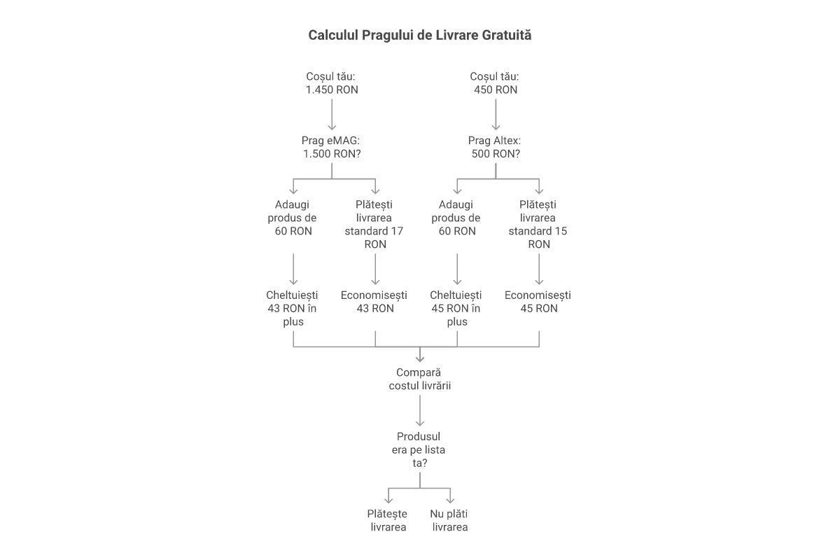 Calculul pragului de livrare gratuită - 3 scenarii comparate pentru shopping online România