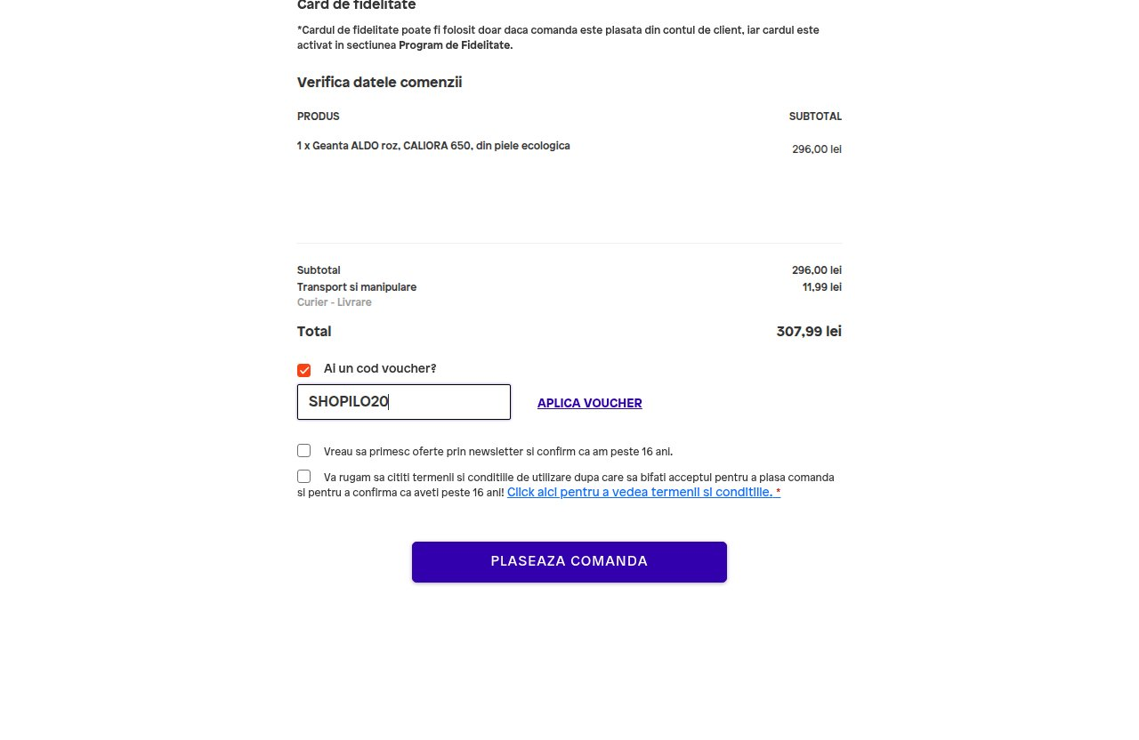 Unde introduci codul de reducere pe site-ul Aldo