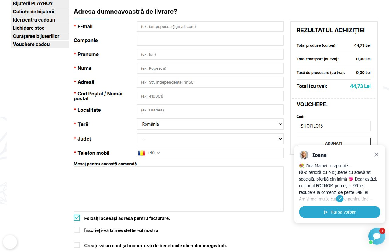Unde introduci codul de reducere pe site-ul Bijuterii Eshop