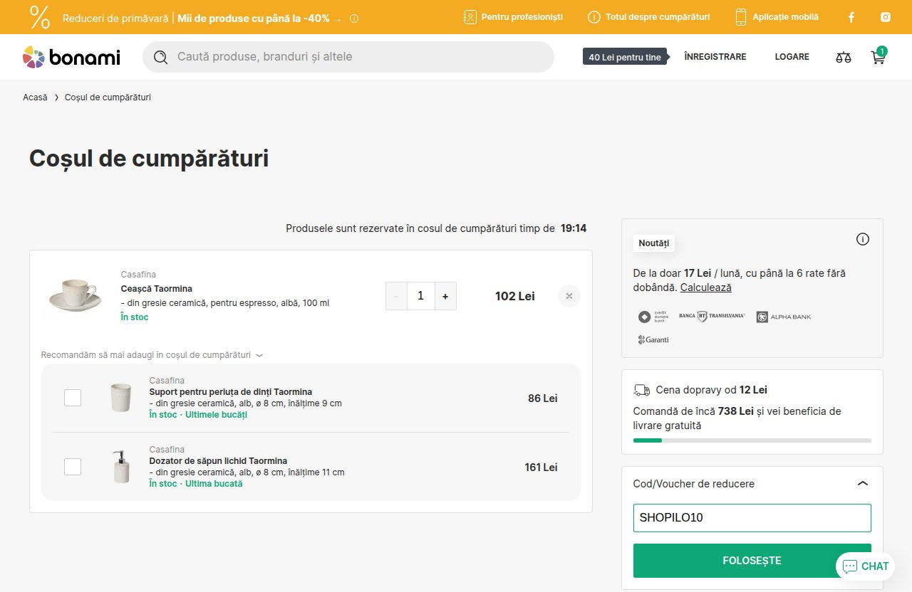 Unde introduci codul de reducere pe site-ul Bonami