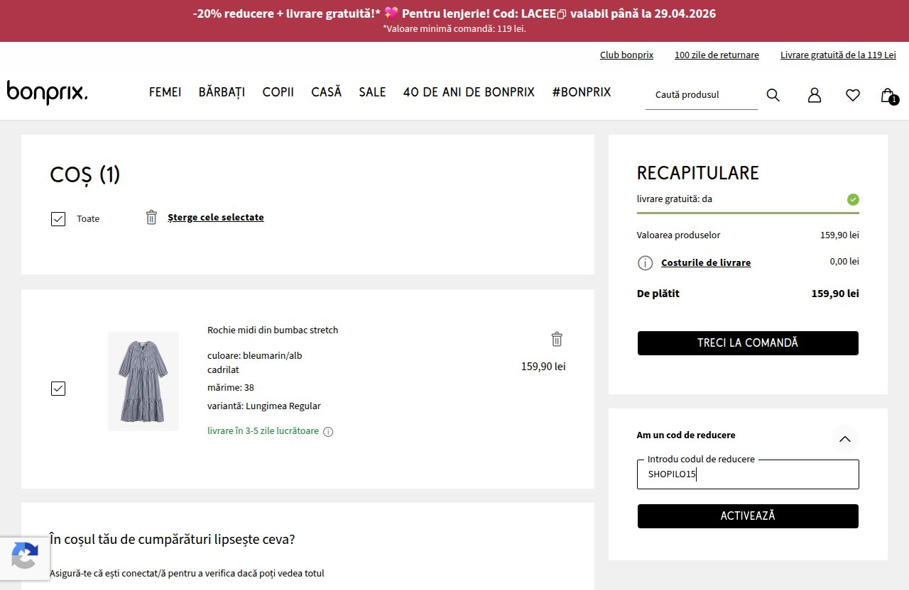 Unde introduci codul de reducere pe site-ul Bonprix