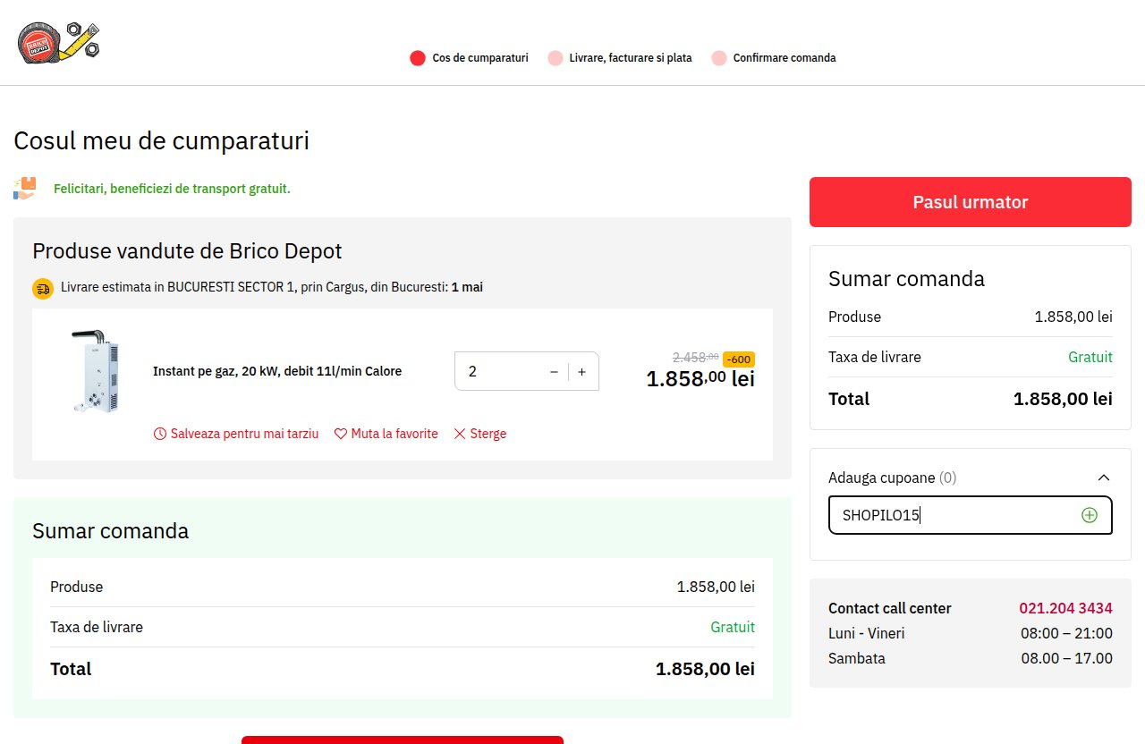 Unde introduci codul de reducere pe site-ul Brico Dépôt