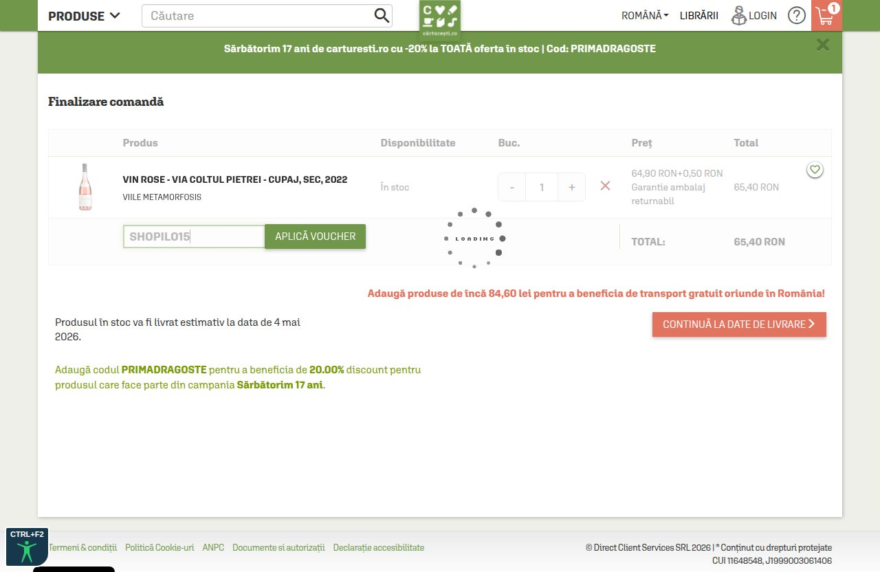 Unde introduci codul de reducere pe site-ul Carturesti