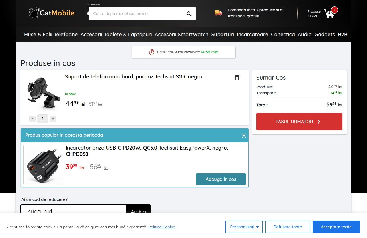Unde introduci codul de reducere pe site-ul CatMobile