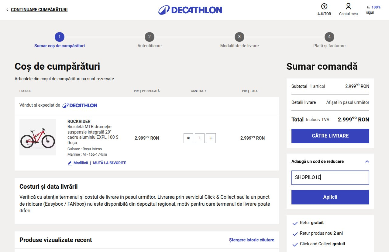 Unde introduci codul de reducere pe site-ul Decathlon
