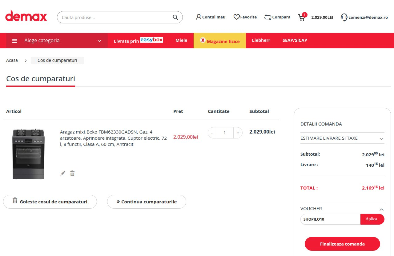 Unde introduci codul de reducere pe site-ul Demax