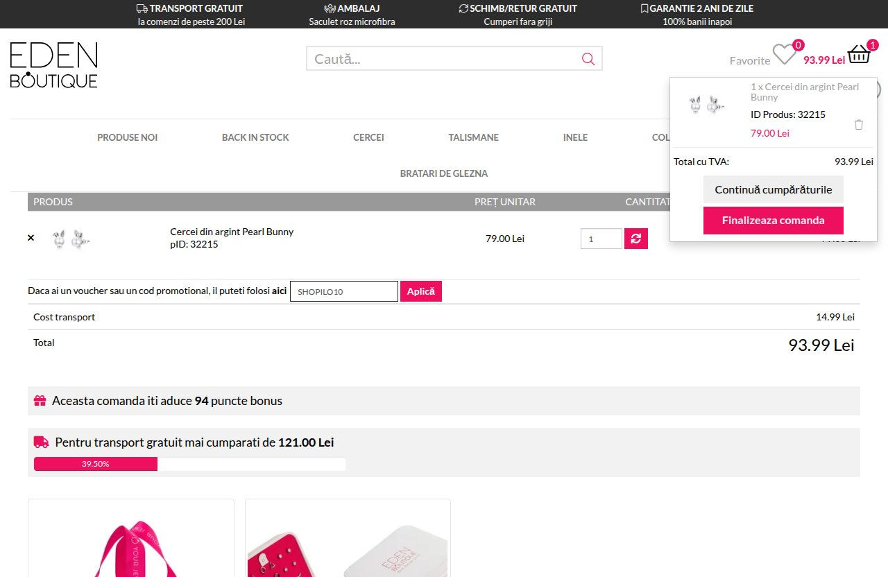 Unde introduci codul de reducere pe site-ul EdenBoutique