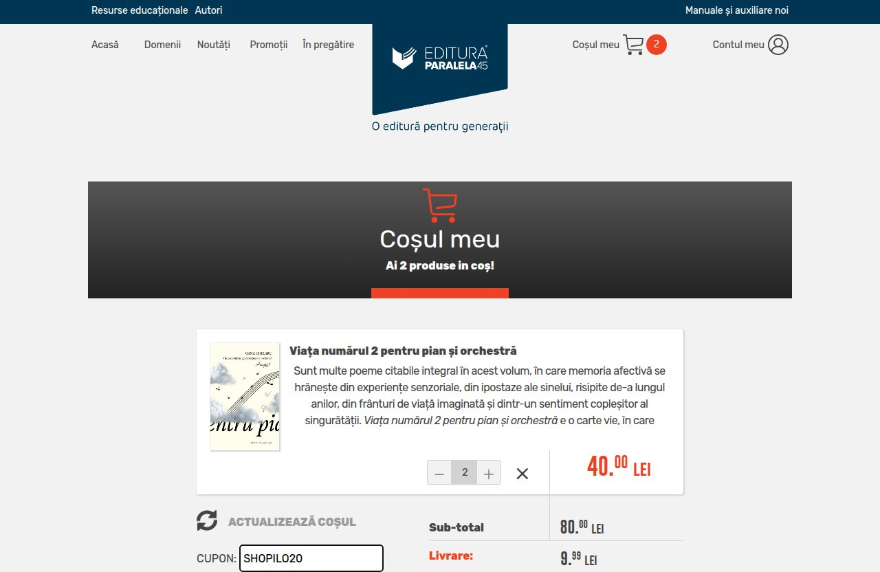 Unde introduci codul de reducere pe site-ul Editura Paralela 45