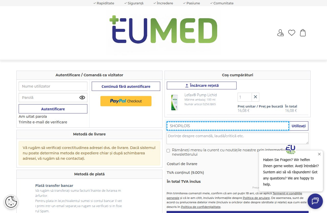 Unde introduci codul de reducere pe site-ul Eumed