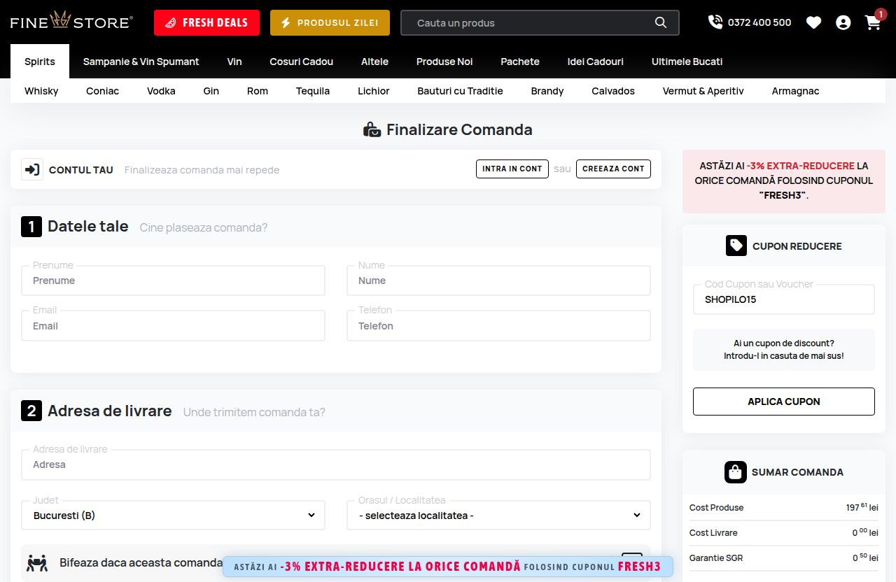 Unde introduci codul de reducere pe site-ul FineStore