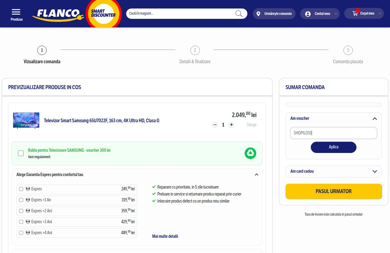 Unde introduci codul de reducere pe site-ul Flanco