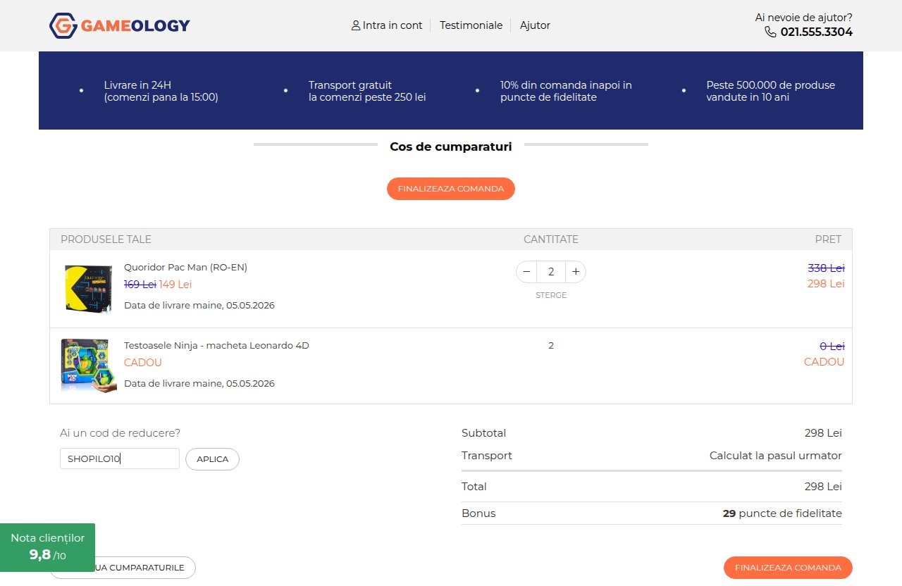 Unde introduci codul de reducere pe site-ul Gameology