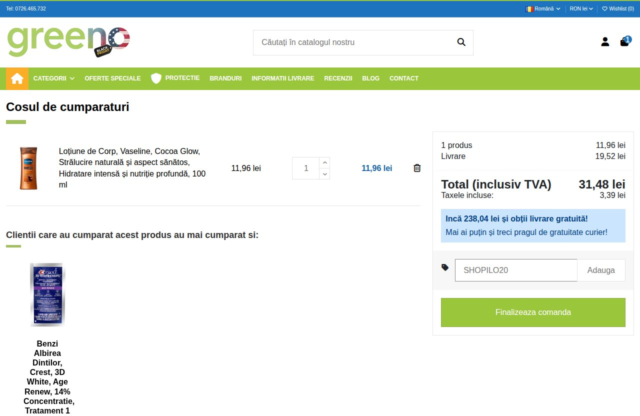 Unde introduci codul de reducere pe site-ul Greeno