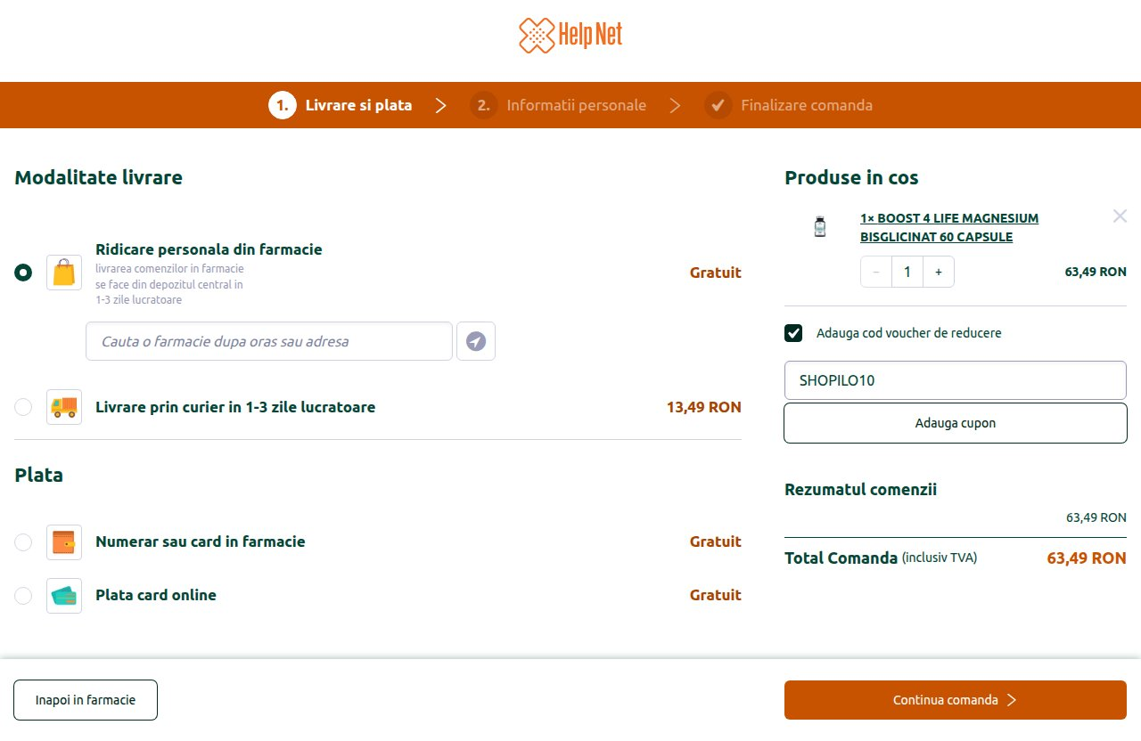 Unde introduci codul de reducere pe site-ul HelpNet