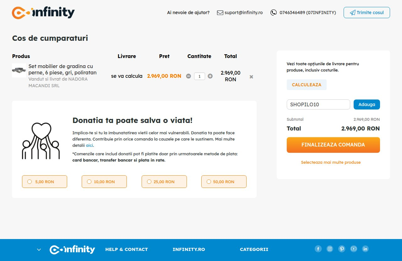 Unde introduci codul de reducere pe site-ul infinity.ro