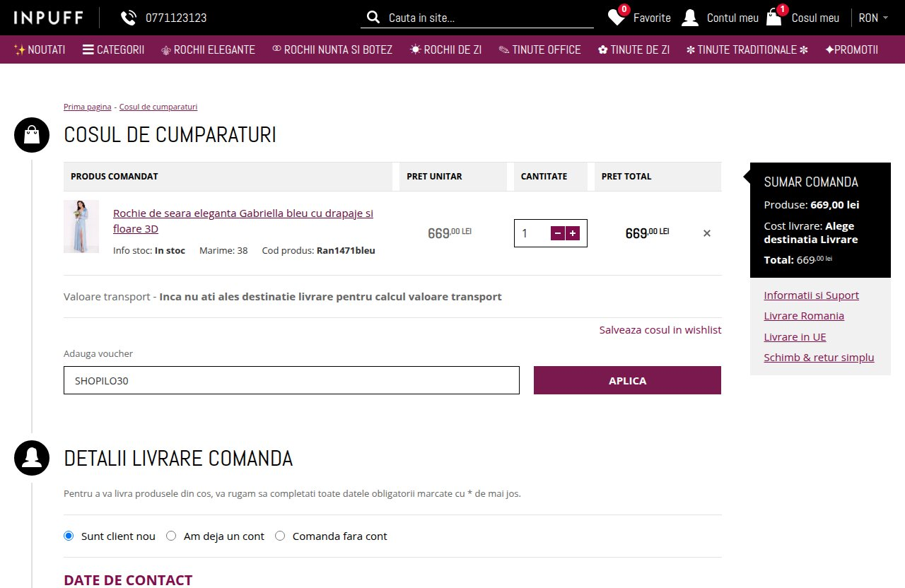 Unde introduci codul de reducere pe site-ul Inpuff.ro