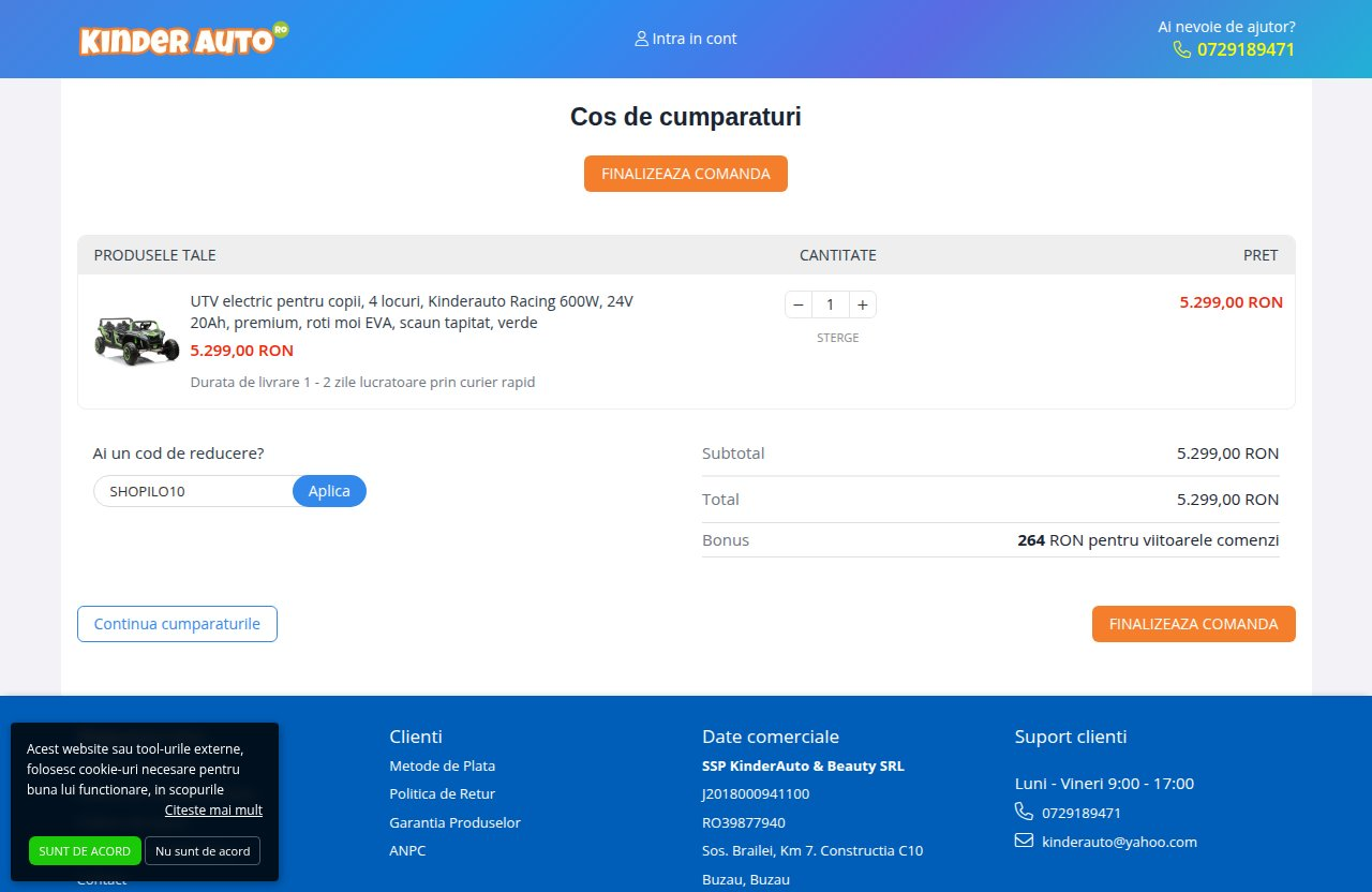 Unde introduci codul de reducere pe site-ul Kinderauto.ro