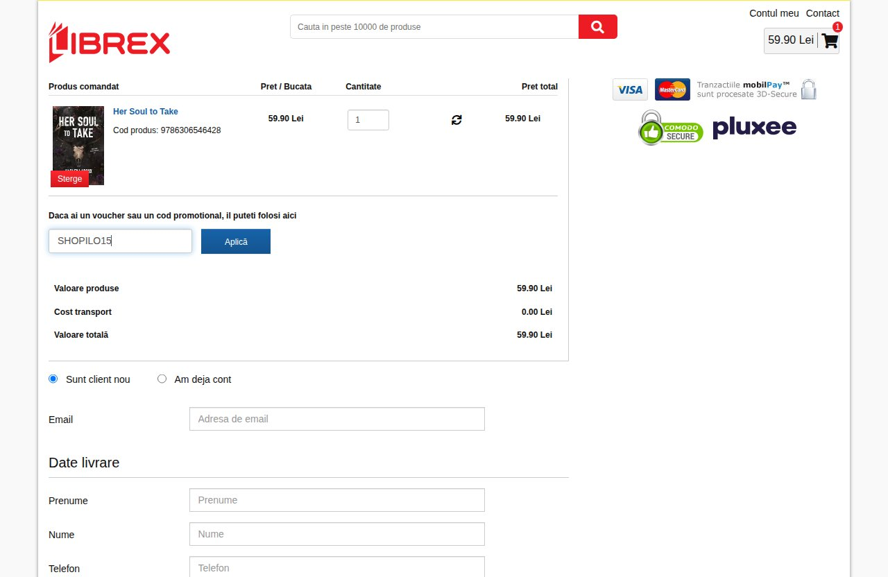 Unde introduci codul de reducere pe site-ul Librex