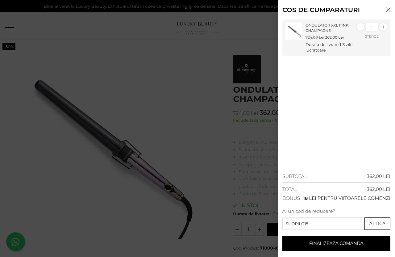 Unde introduci codul de reducere pe site-ul Luxury Beauty