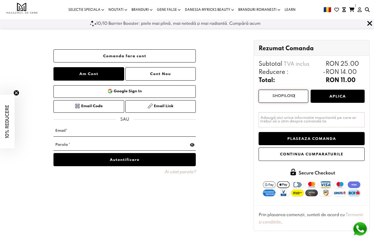 Unde introduci codul de reducere pe site-ul Magazinul de Gene