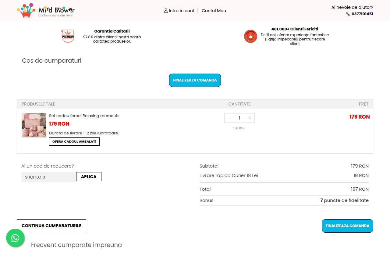 Unde introduci codul de reducere pe site-ul Mindblower