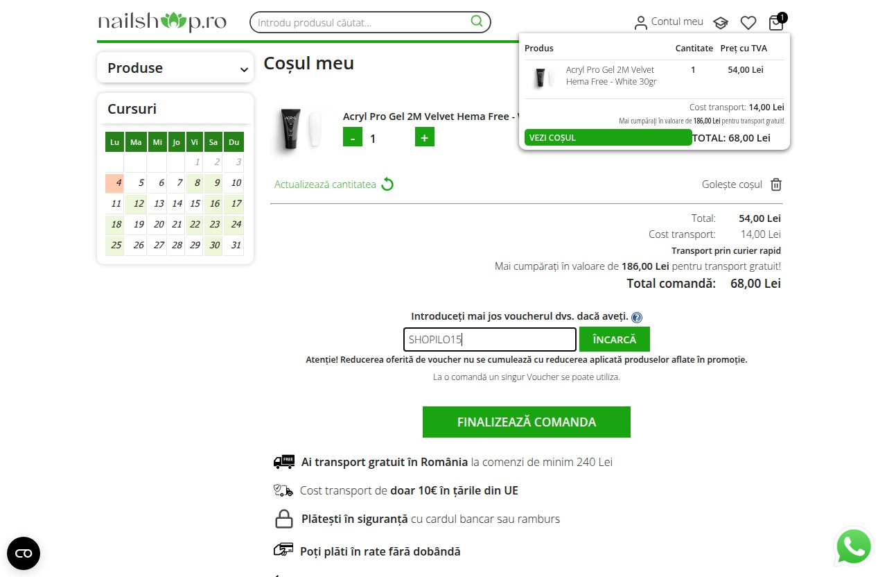 Unde introduci codul de reducere pe site-ul NailShop.ro