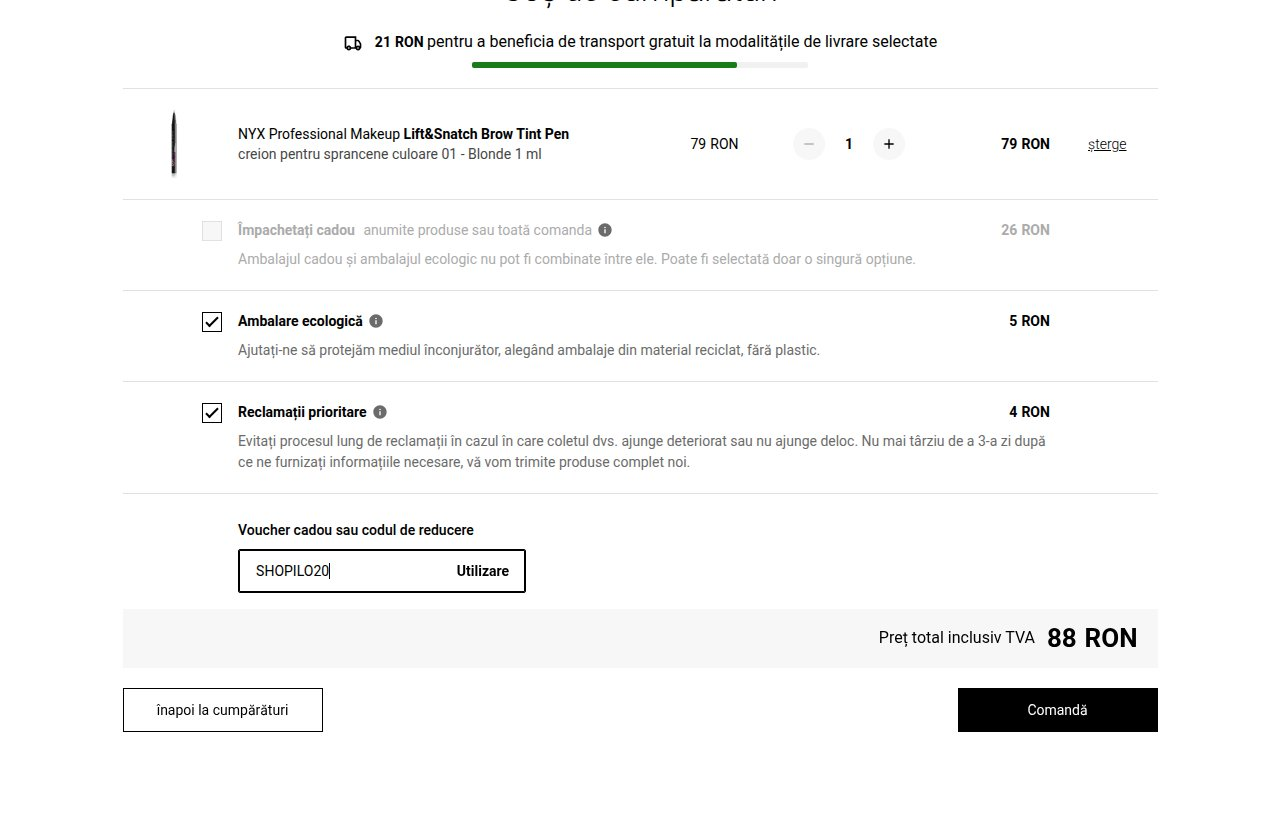 Unde introduci codul de reducere pe site-ul Notino