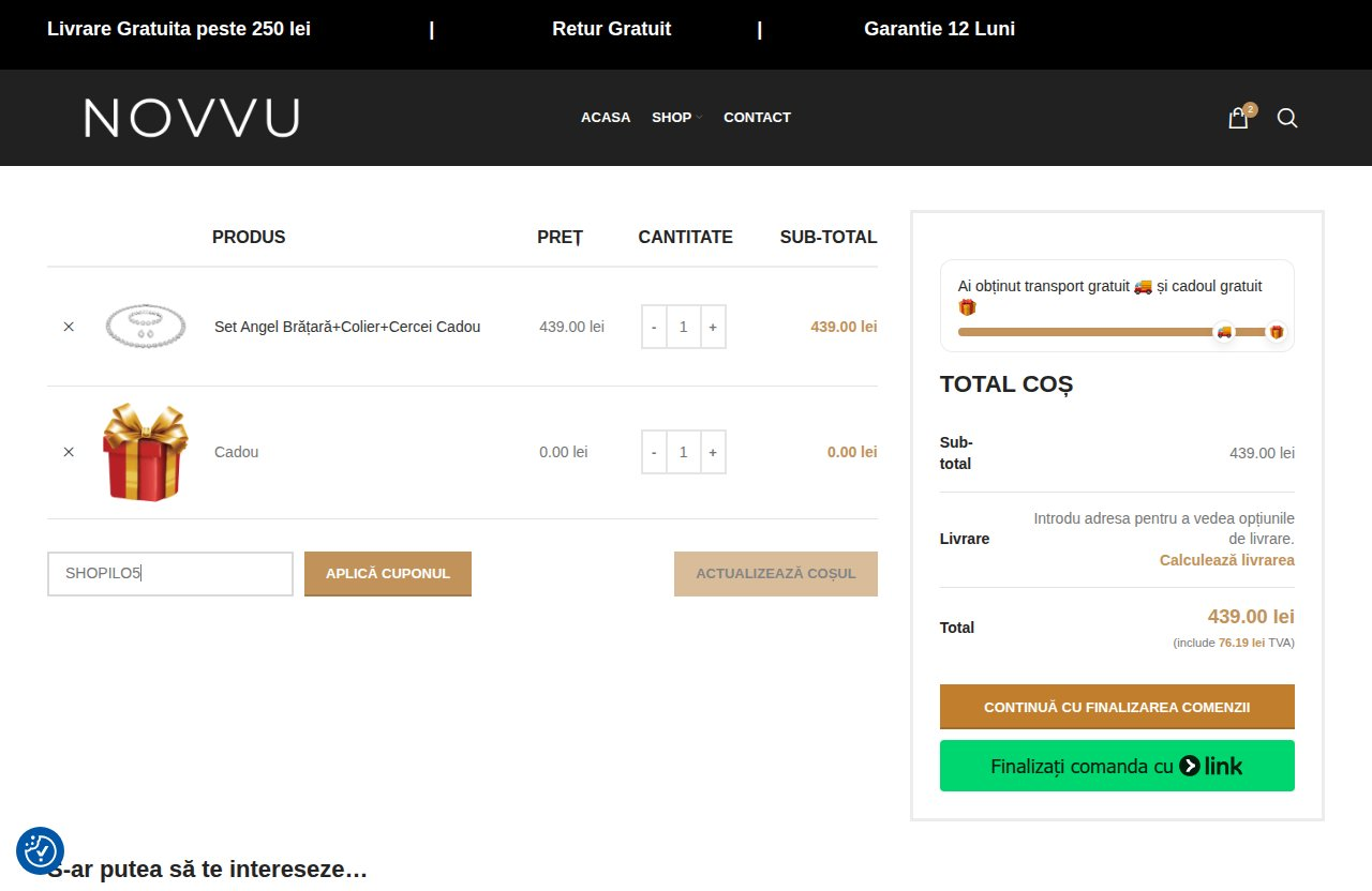 Unde introduci codul de reducere pe site-ul Novvu