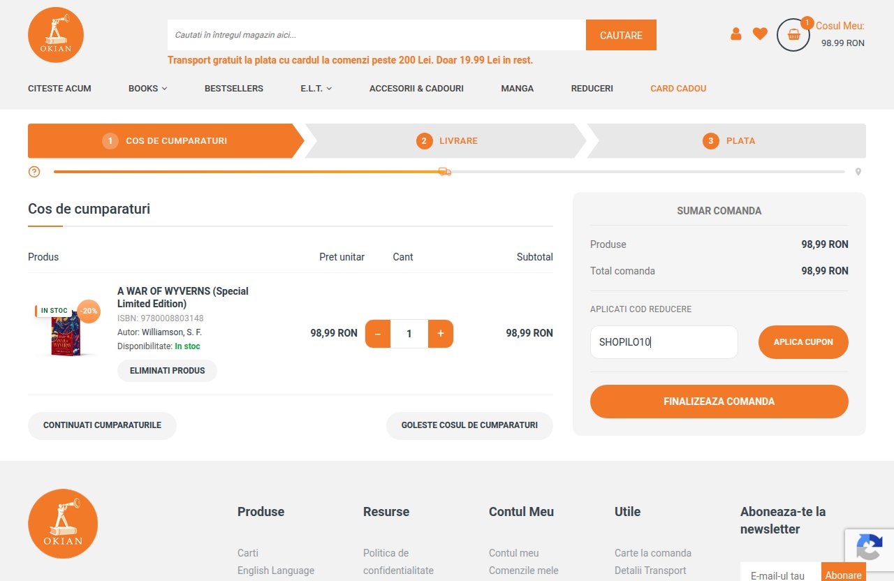 Unde introduci codul de reducere pe site-ul Okian