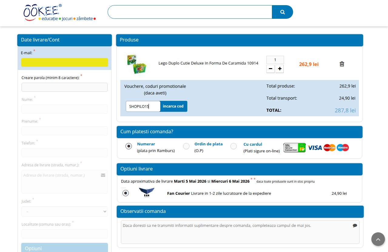 Unde introduci codul de reducere pe site-ul Ookee