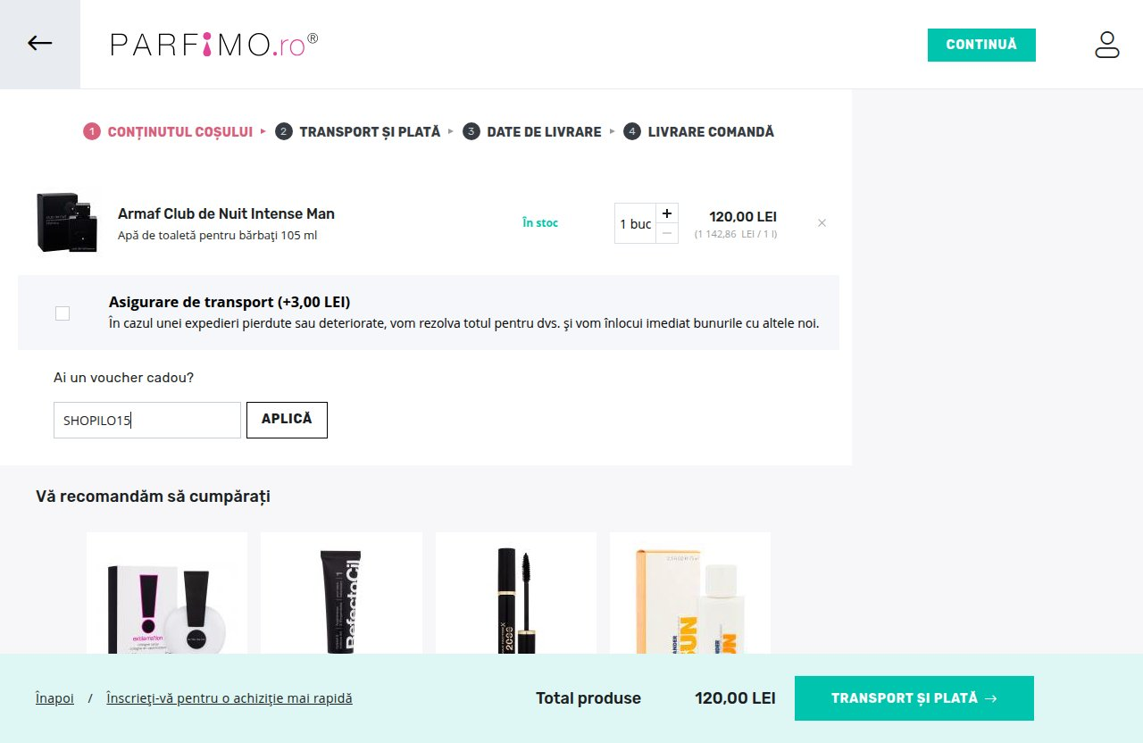 Unde introduci codul de reducere pe site-ul Parfimo