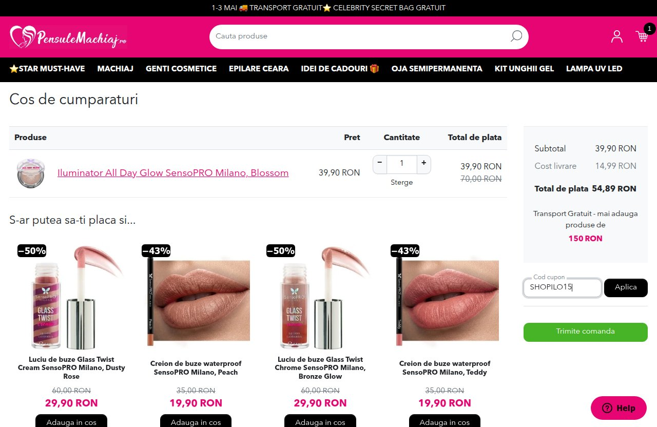 Unde introduci codul de reducere pe site-ul PensuleMachiaj.ro