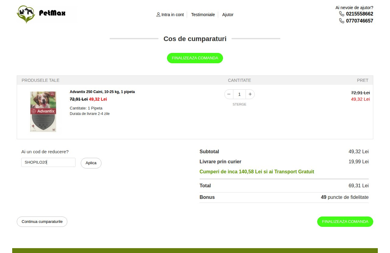 Unde introduci codul de reducere pe site-ul PetMax