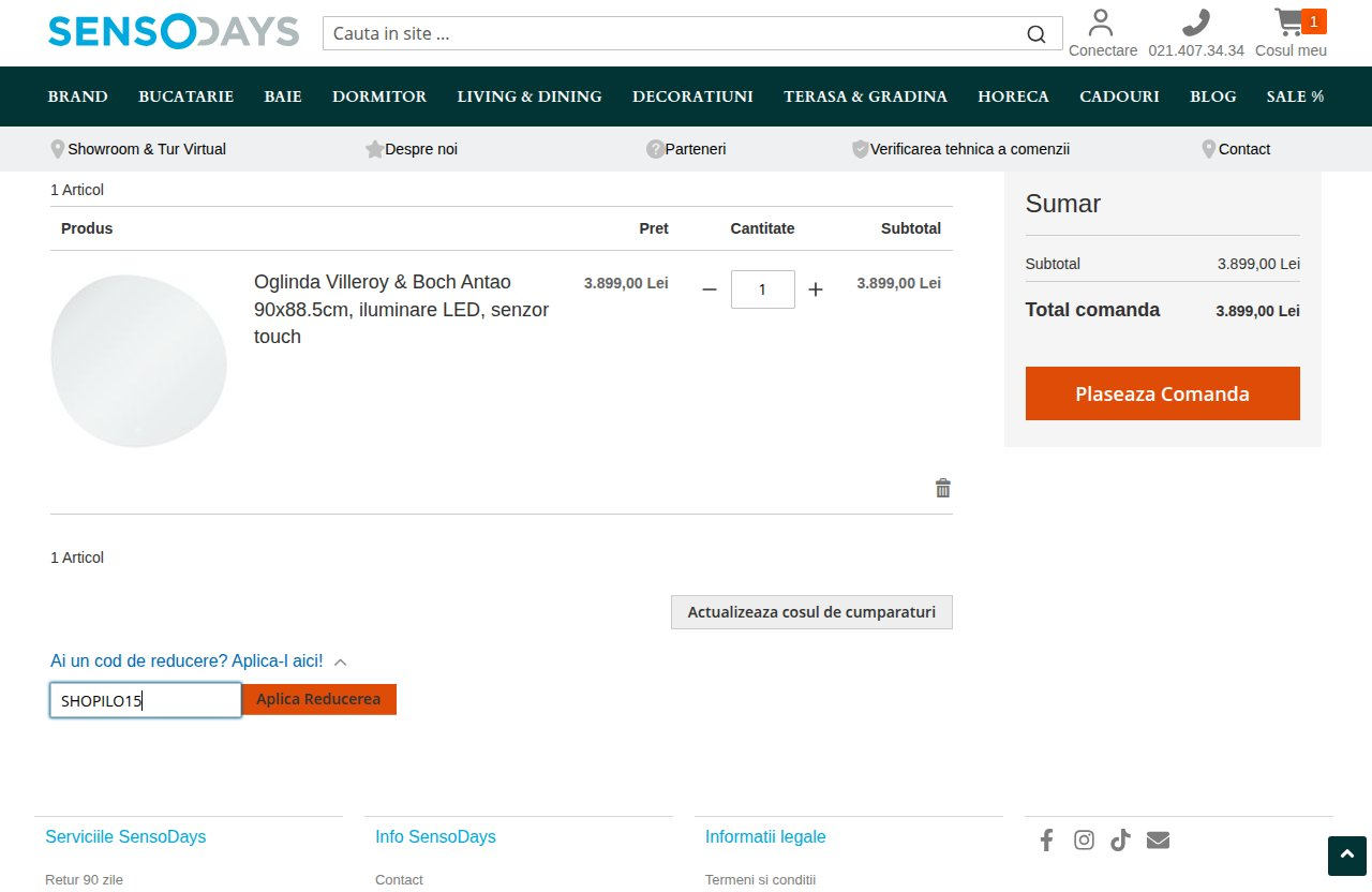 Unde introduci codul de reducere pe site-ul Sensodays