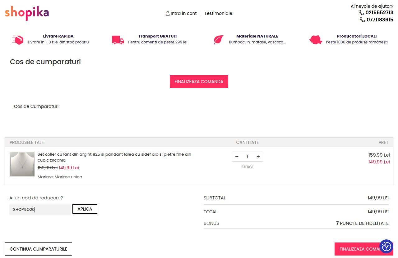 Unde introduci codul de reducere pe site-ul Shopika