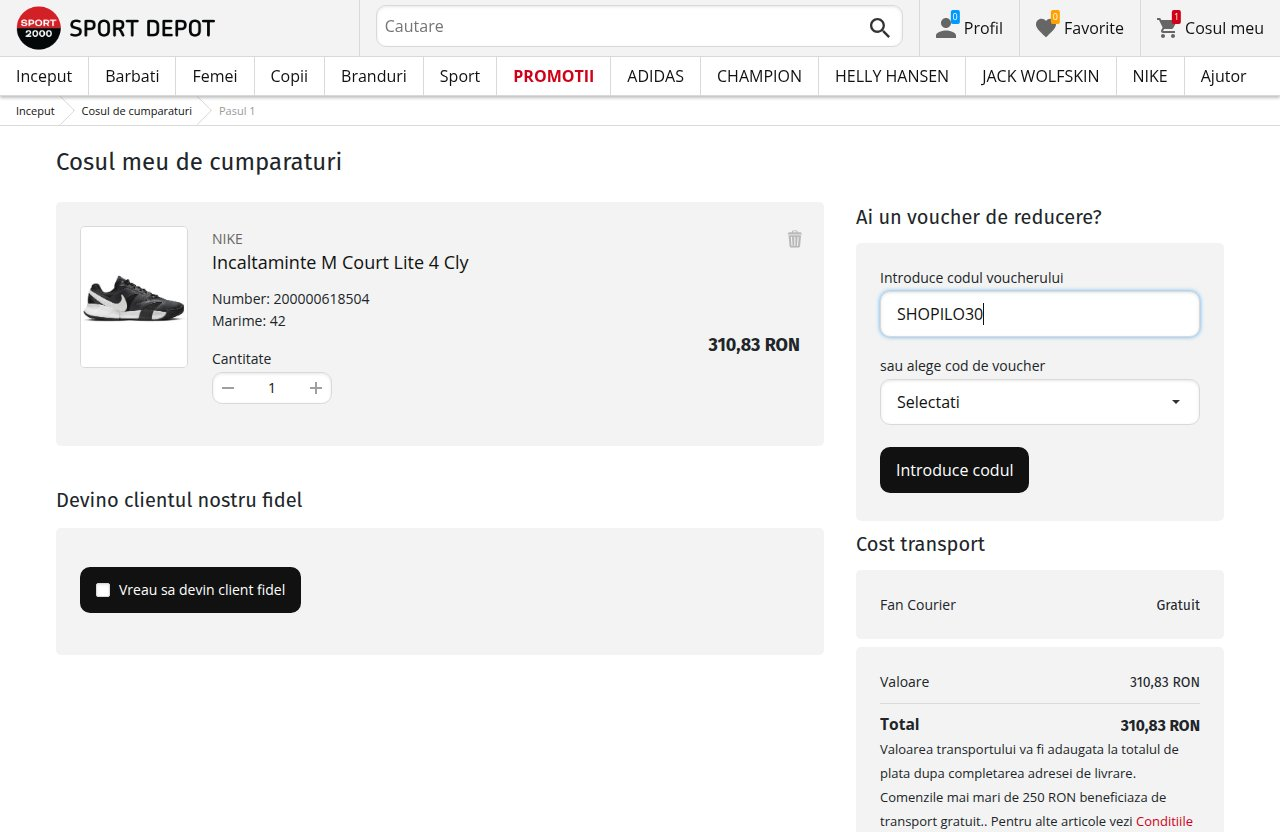 Unde introduci codul de reducere pe site-ul Sport Depot