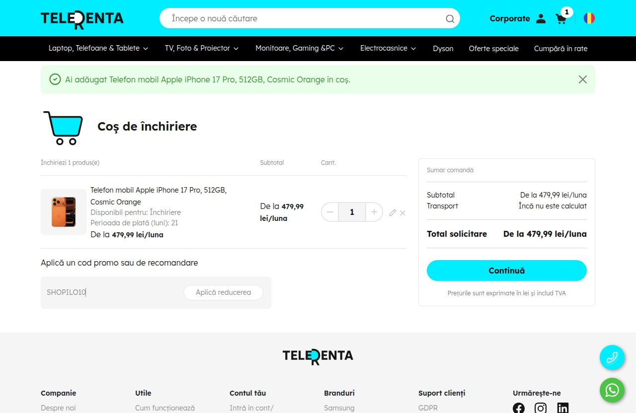 Unde introduci codul de reducere pe site-ul Telerenta