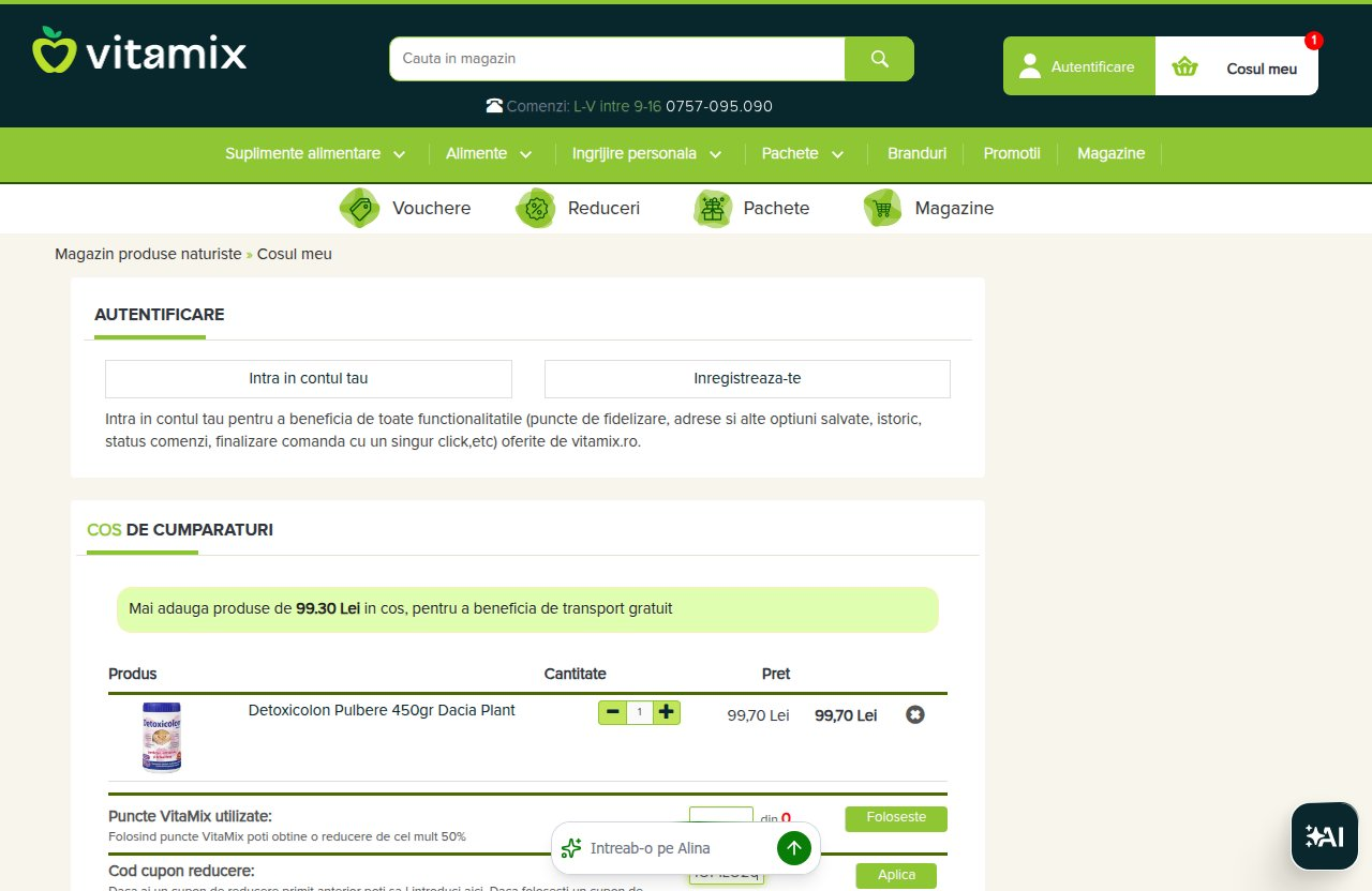 Unde introduci codul de reducere pe site-ul Vitamix