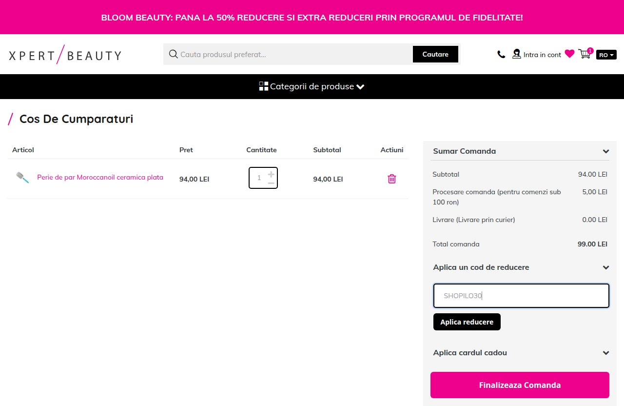 Unde introduci codul de reducere pe site-ul Xpert Beauty
