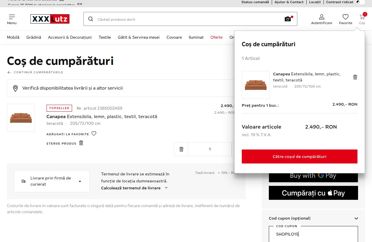 Unde introduci codul de reducere pe site-ul XXXLutz